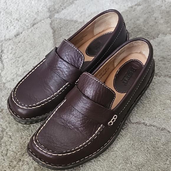 Born Brown Colada II Leather Slip-On Loafers - Picture 1 of 4